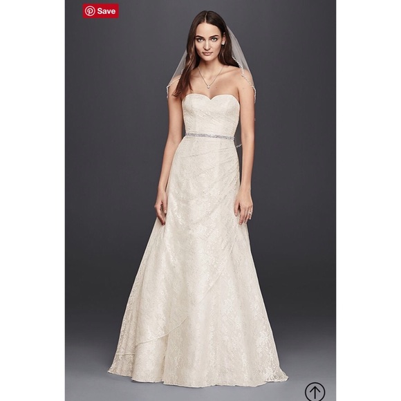 NEW Allover Lace A-Line Strapless Wedding Dress